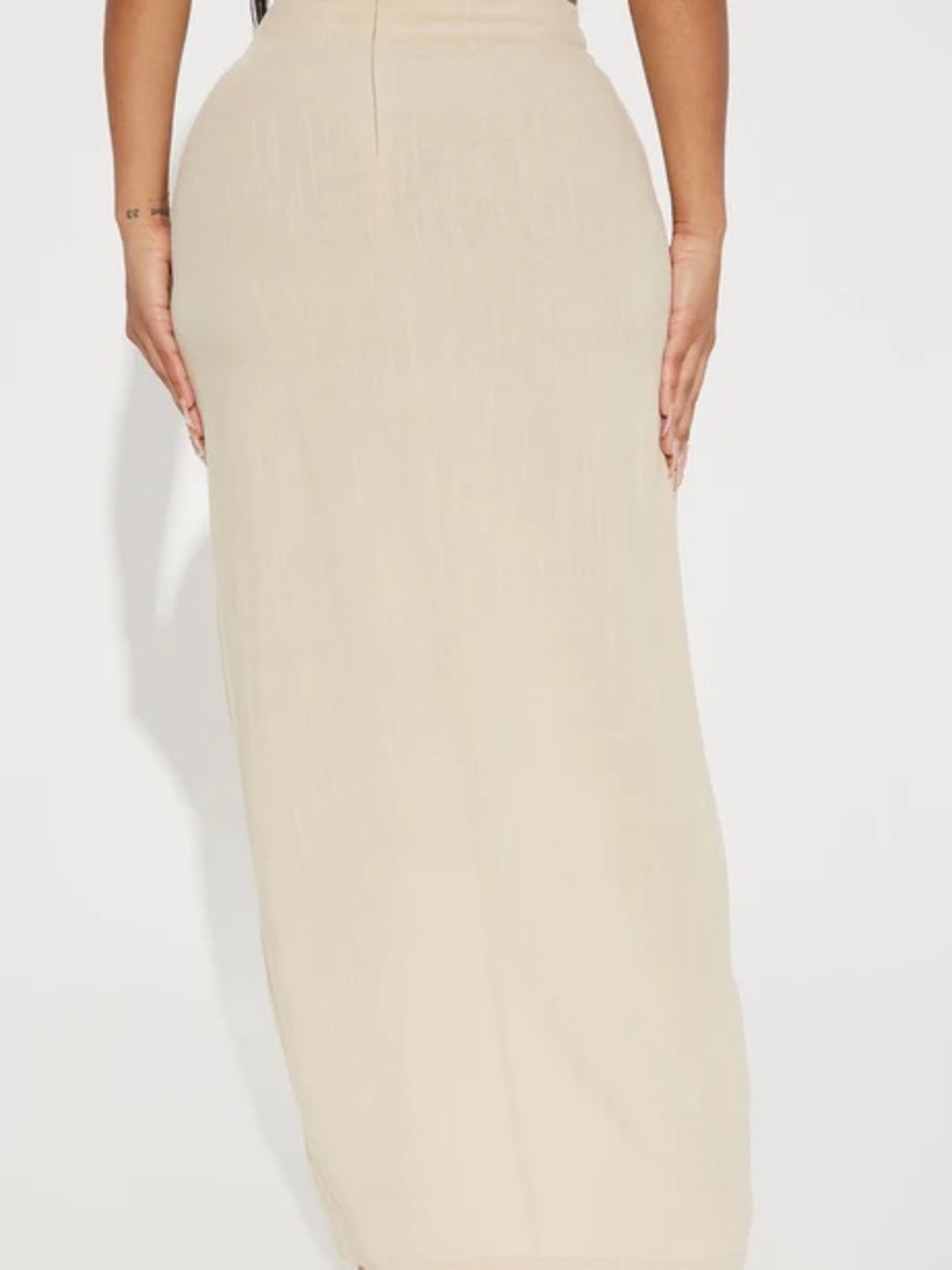 Dezi Linen Slit Maxi Skirt - Tan - Picture 3 of 3